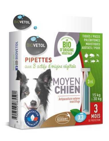 Pipettes Insectifuge - Moyen Chien 3ml X 3 - Biovetol