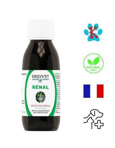 Flacon d'Ergyvet Rénal pour soutien rénal et protection urinaire chez chiens et chats