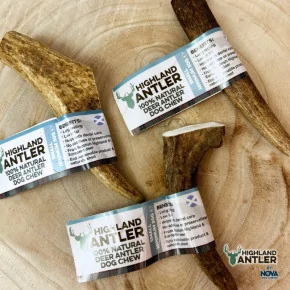 Bois de cerf entier naturel des Highlands pour chien -Taille XS