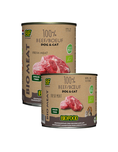 Viande de boeuf bio pour chien et chat Biofood