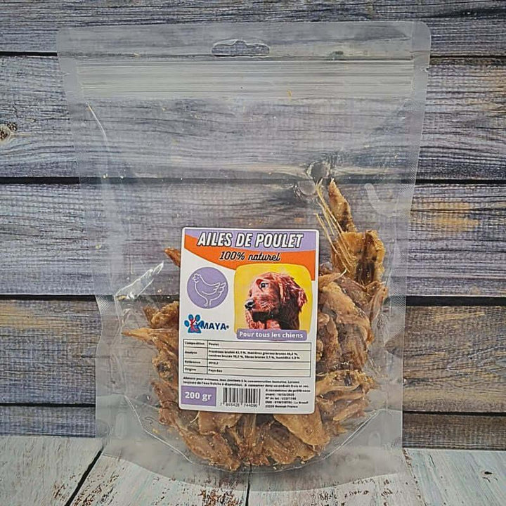 Paquet de 250 gr d'ailes de poulet séchées pour chien