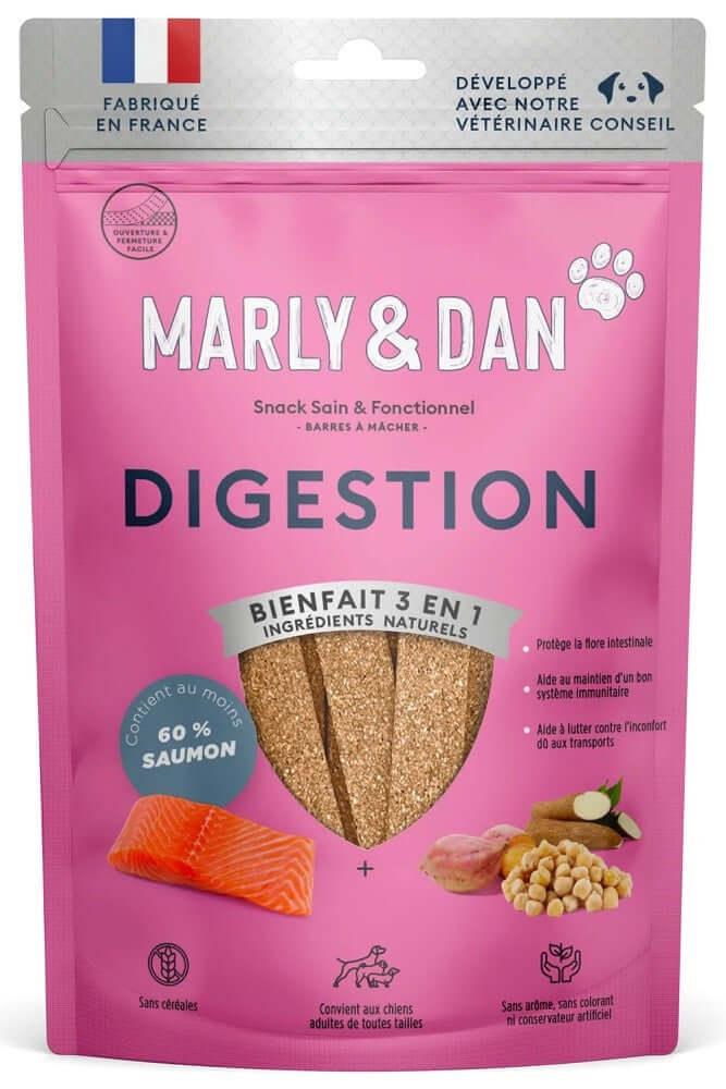 Paquet de friandises au saumon Barres à Mâcher Digestion pour chien de Marly&Dan 80 gr