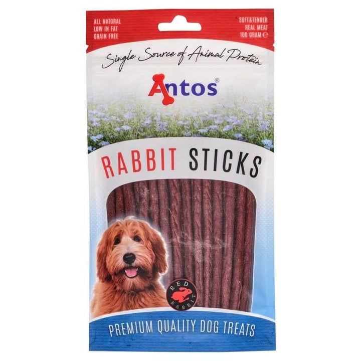 Paquet de friandises naturelles au lapin pour chien Rabbit Sticks 100 gr - Antos