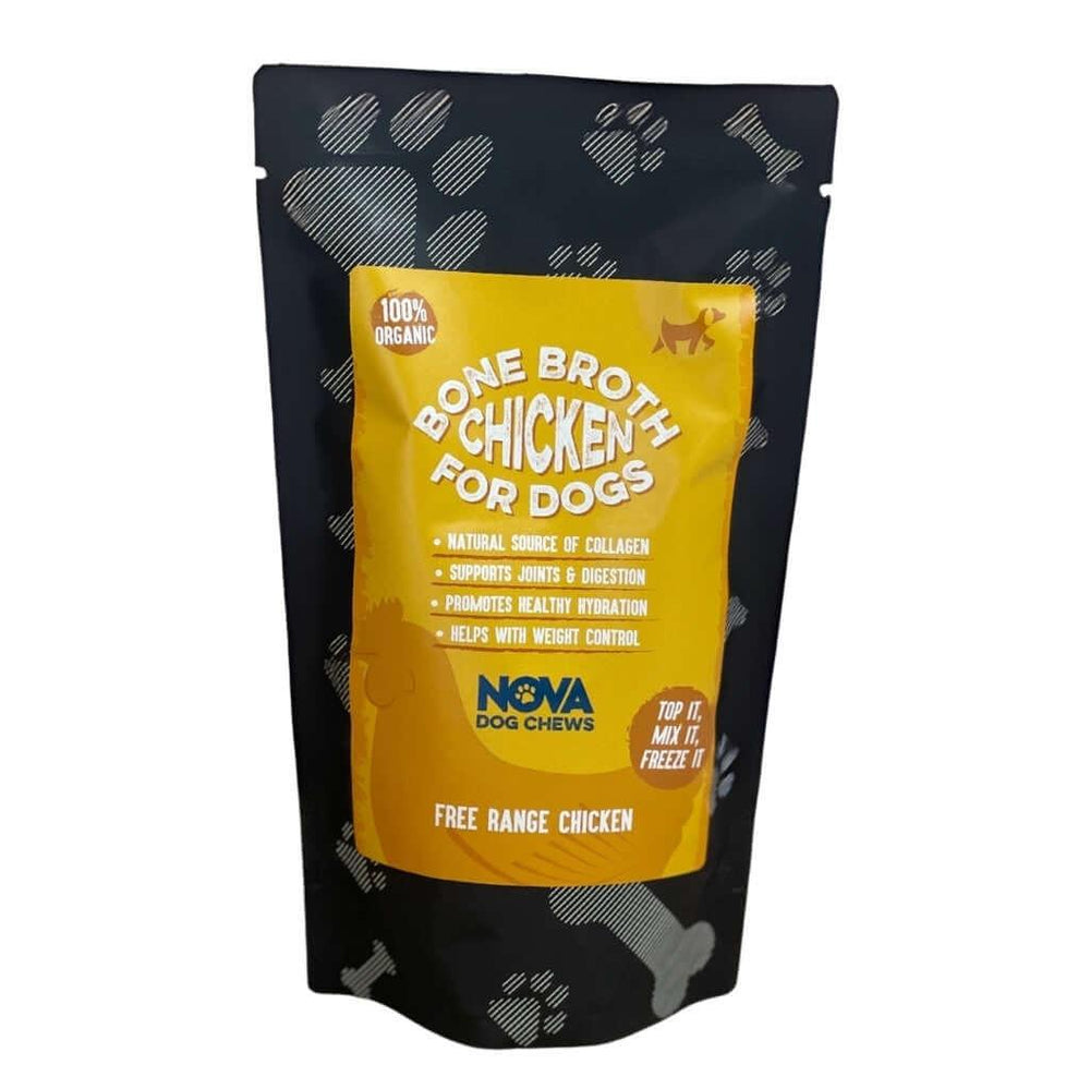 sachet de 230 ml de bouillon d'os de poulet pour chien