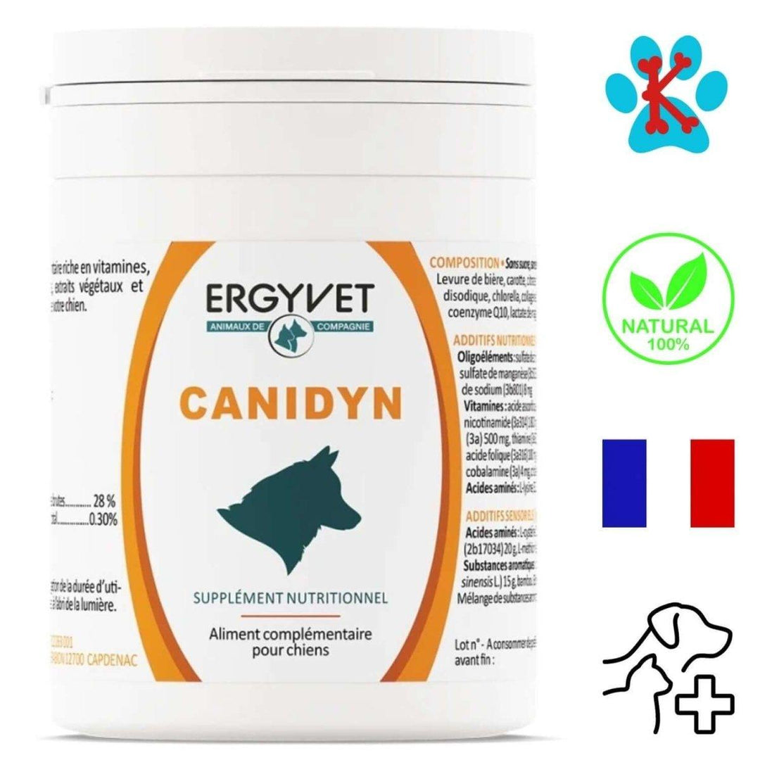 Pot de Canidyn, complément alimentaire pour booster performances du chien sportif