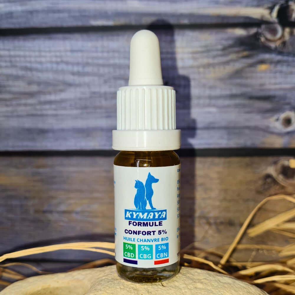 Flacon 10 ml de CBD CBN CBG Formule confort pour chien et chat