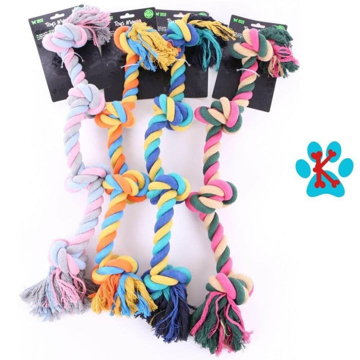 Jouet en Corde de coton pour chien 4 Nœuds - 63 cm