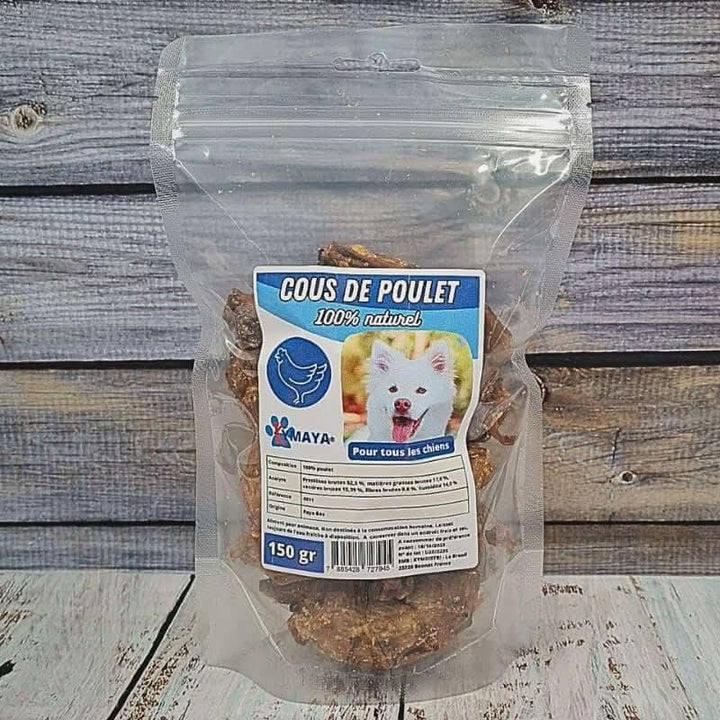 Paquet de 150 gr de cous de poulet à mâcher pour chien