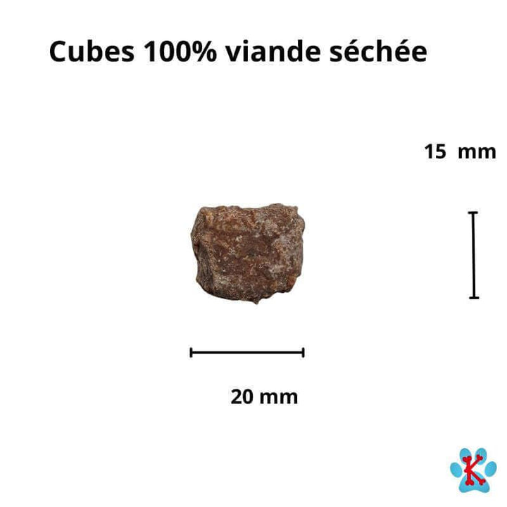 Taille des morceaux de cubes de viande pour chien - Kymaya®