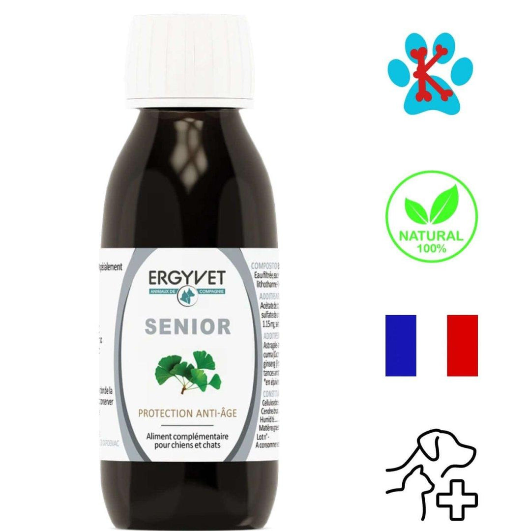 Flacon Ergyvet Senior Anti-âge : complément alimentaire pour chiens et chats seniors