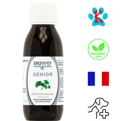 Flacon Ergyvet Senior Anti-âge : complément alimentaire pour chiens et chats seniors