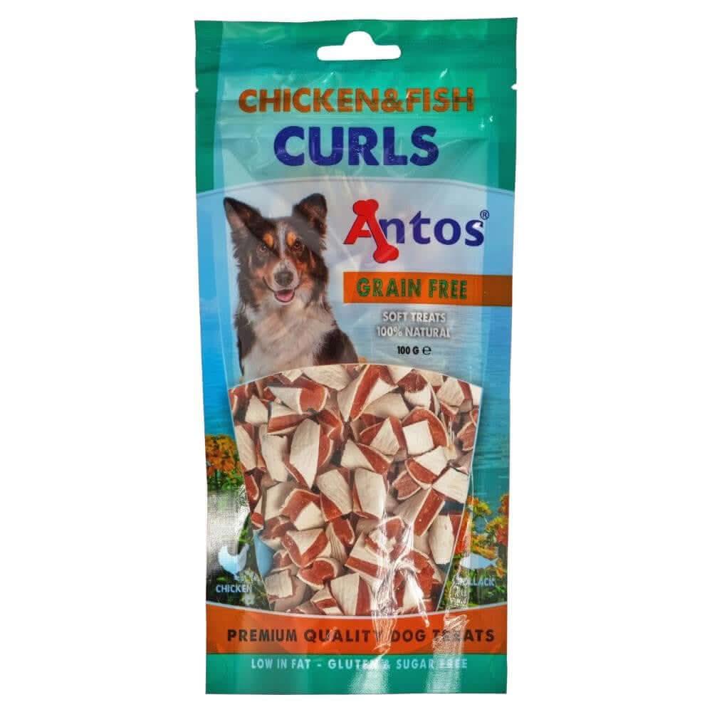 Friandises d'éducation naturelles pour chien poulet et poisson Chicken&Fish Curls 100 gr - Antos