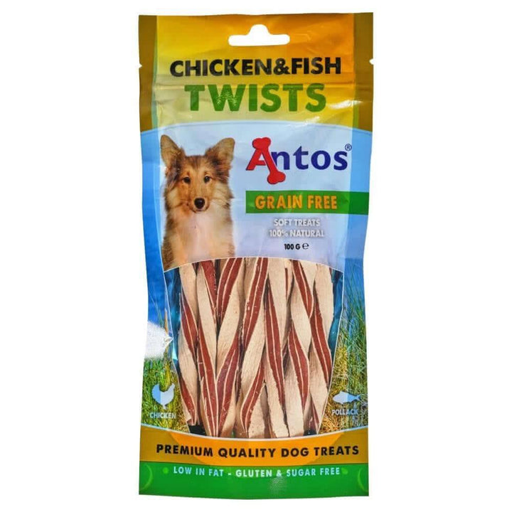 Friandises naturelles pour chien Chicken&Fish Twists 100 gr - Antos