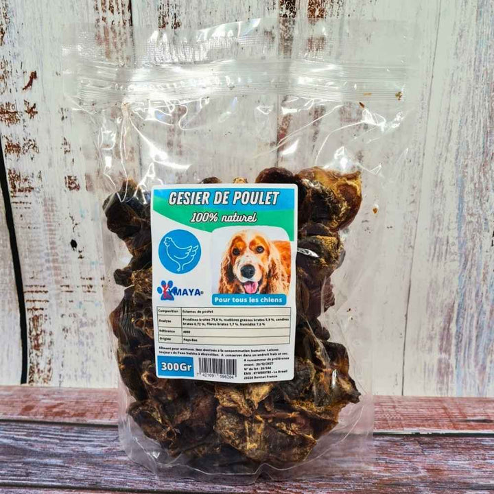 Morceaux de gésier de poulet séché pour chien – récompense naturelle