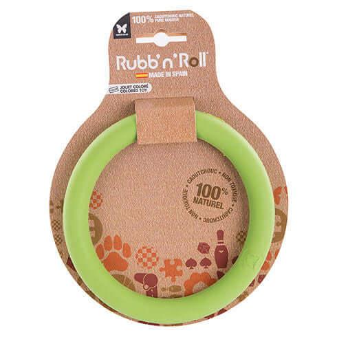 Jouet 100% naturel pour chien Rubb'n'Roll Color Anneau  vert- 14,5 cm