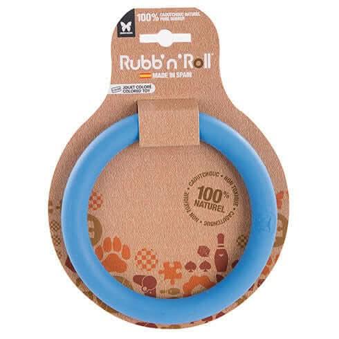 Jouet en caoutchouc naturel pour chien Rubb'n'Roll Color Anneau bleu - 14,5 cm