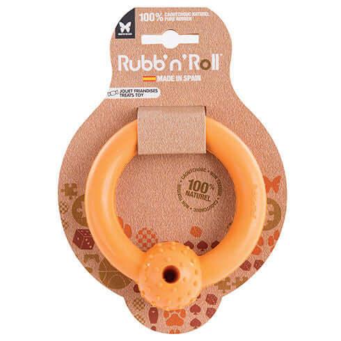 Jouet anneau orange à friandise Rubb'n'Roll spécial petit chien - anneau - 10,5 cm