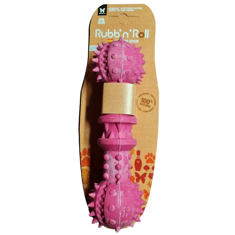 Jouet à friandise haltère pour chien en caoutchouc 100% naturel