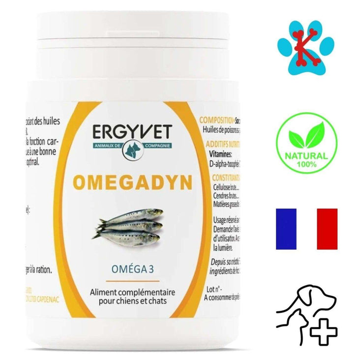 Boite de 60 capsules d'Omegadyn - Complément alimentaire oméga-3 pour chiens et chats