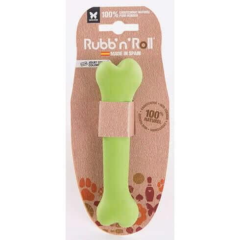 Jouet en caoutchouc naturel pour chien en forme d'os Rubb'n'Roll 14.5 cm couleur vert