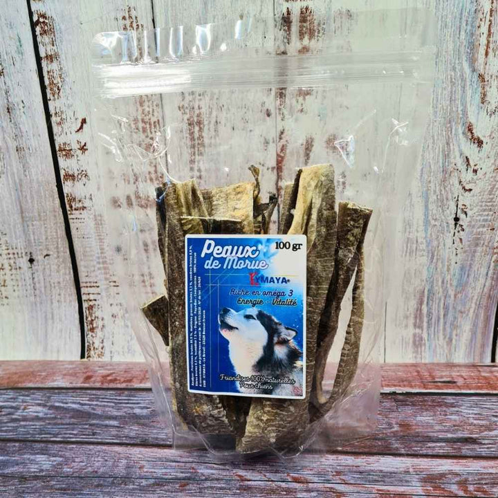 Morceaux de peau de morue séchée pour chien, source naturelle d’oméga-3