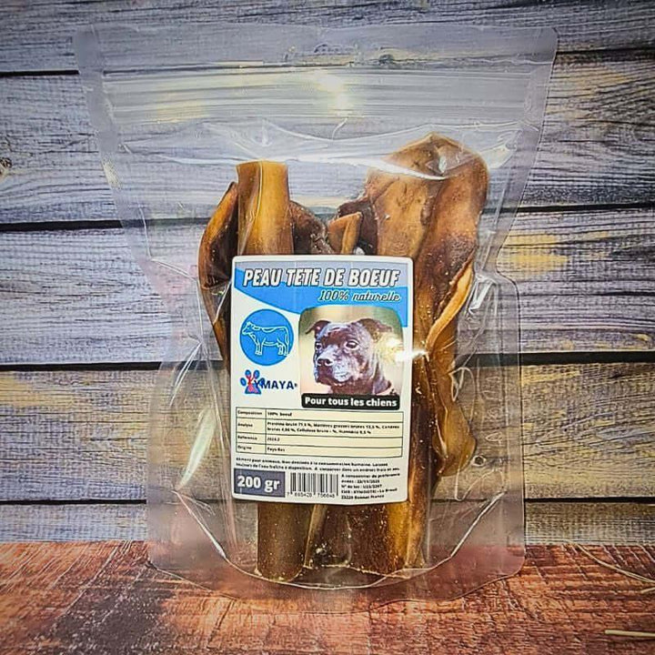 Paquet de Peau de Tête de Boeuf 200gr pour chien