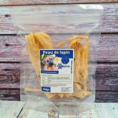 Paquet de 100 gr de peau de lapin pour chien