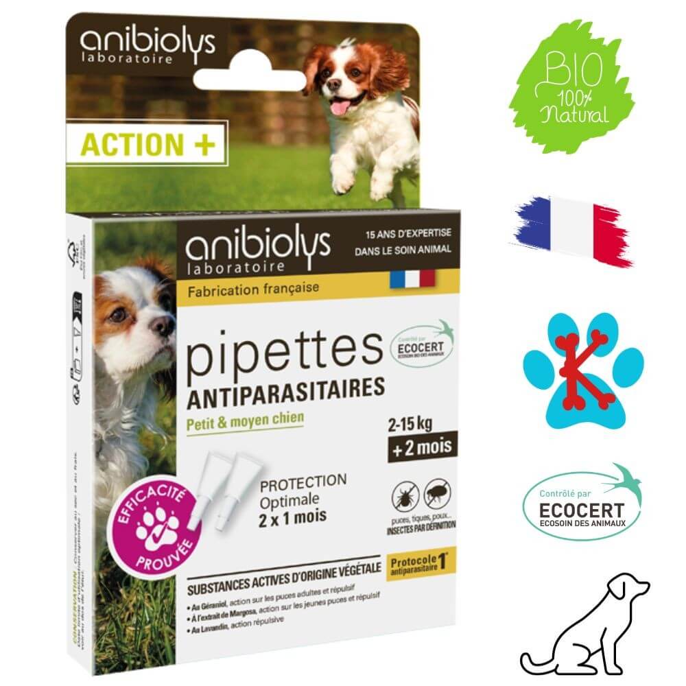 Pipettes Antiparasitaires Petit & Moyen Chien X2