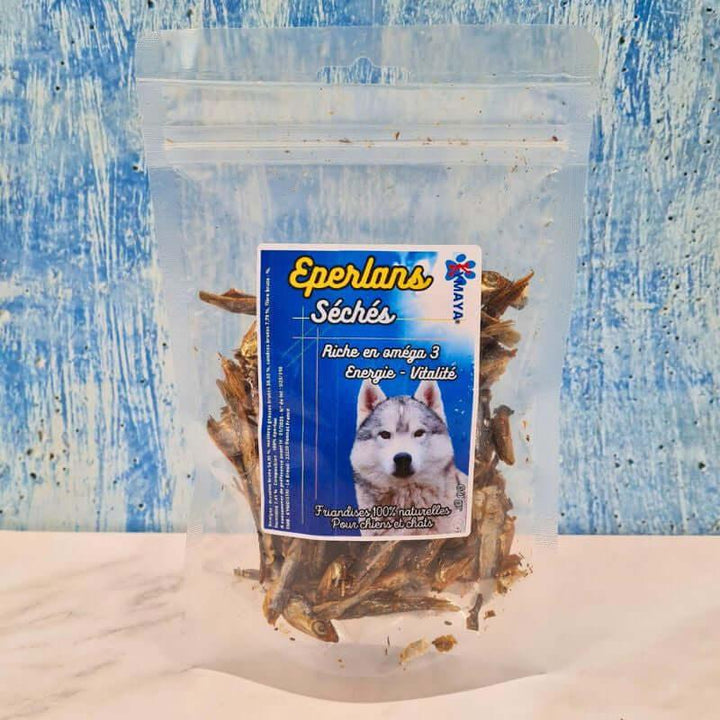 Paquet de 60 gr de poissons éperlans séchés pour chien ou chat