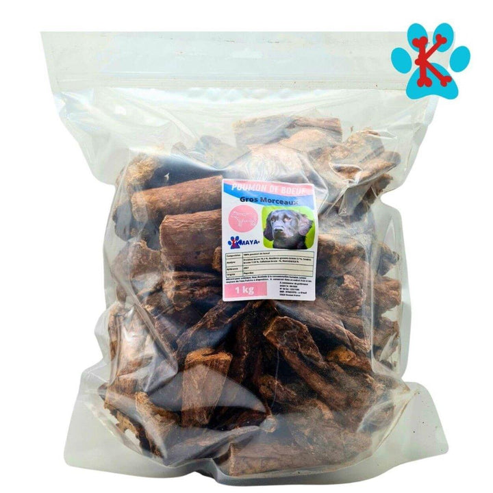 Paquet de  1kg de poumon de Bœuf séchés pour chien