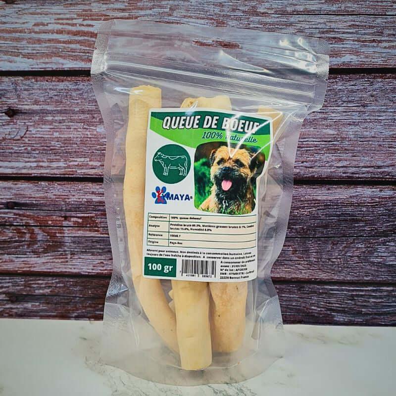 Paquet 100gr de queues de bœuf à mâcher pour chien