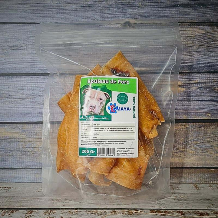 Paquet de 200 gr de peau de porc pour chien