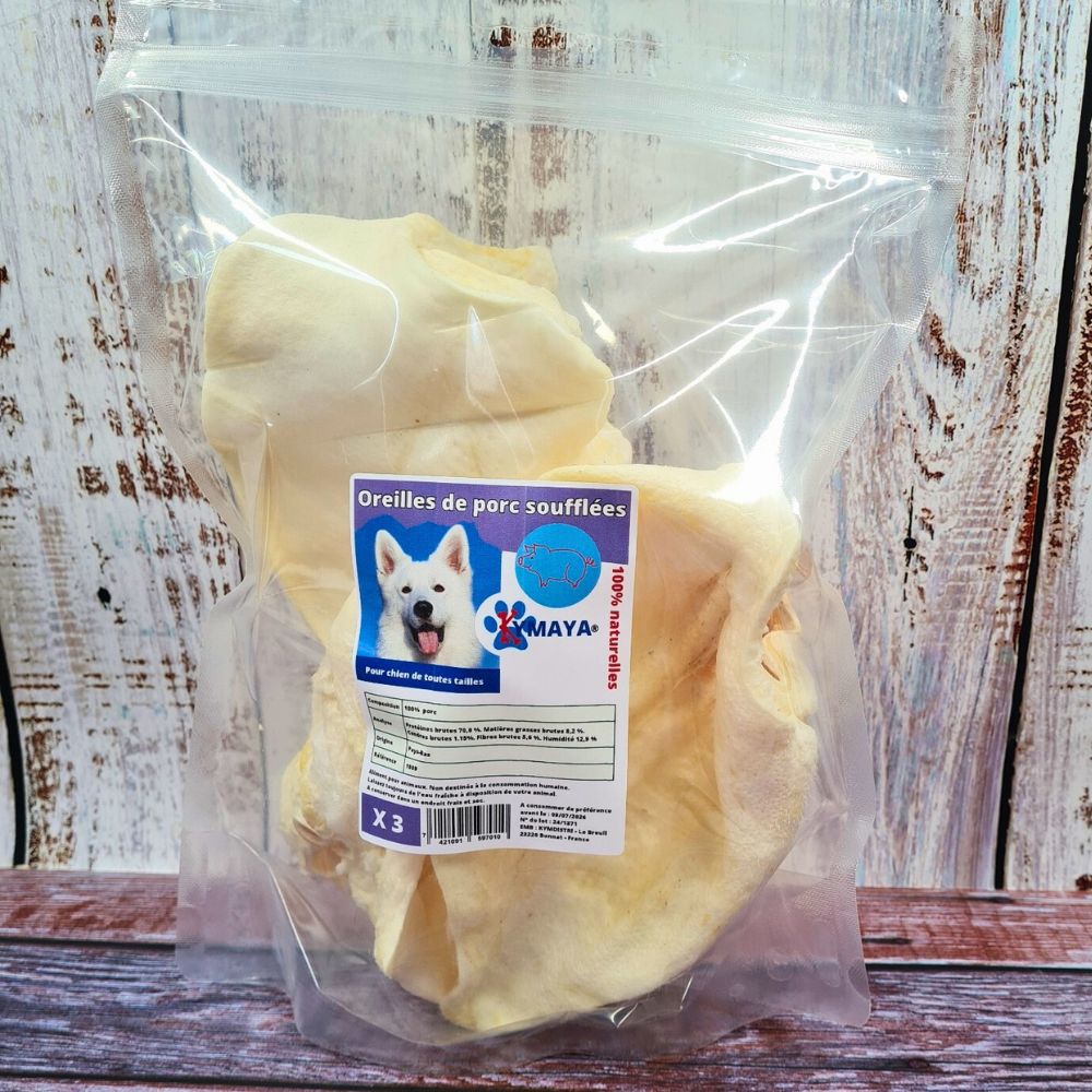 Paquet de 3 oreilles de cochon très grosses pour chien et chiot