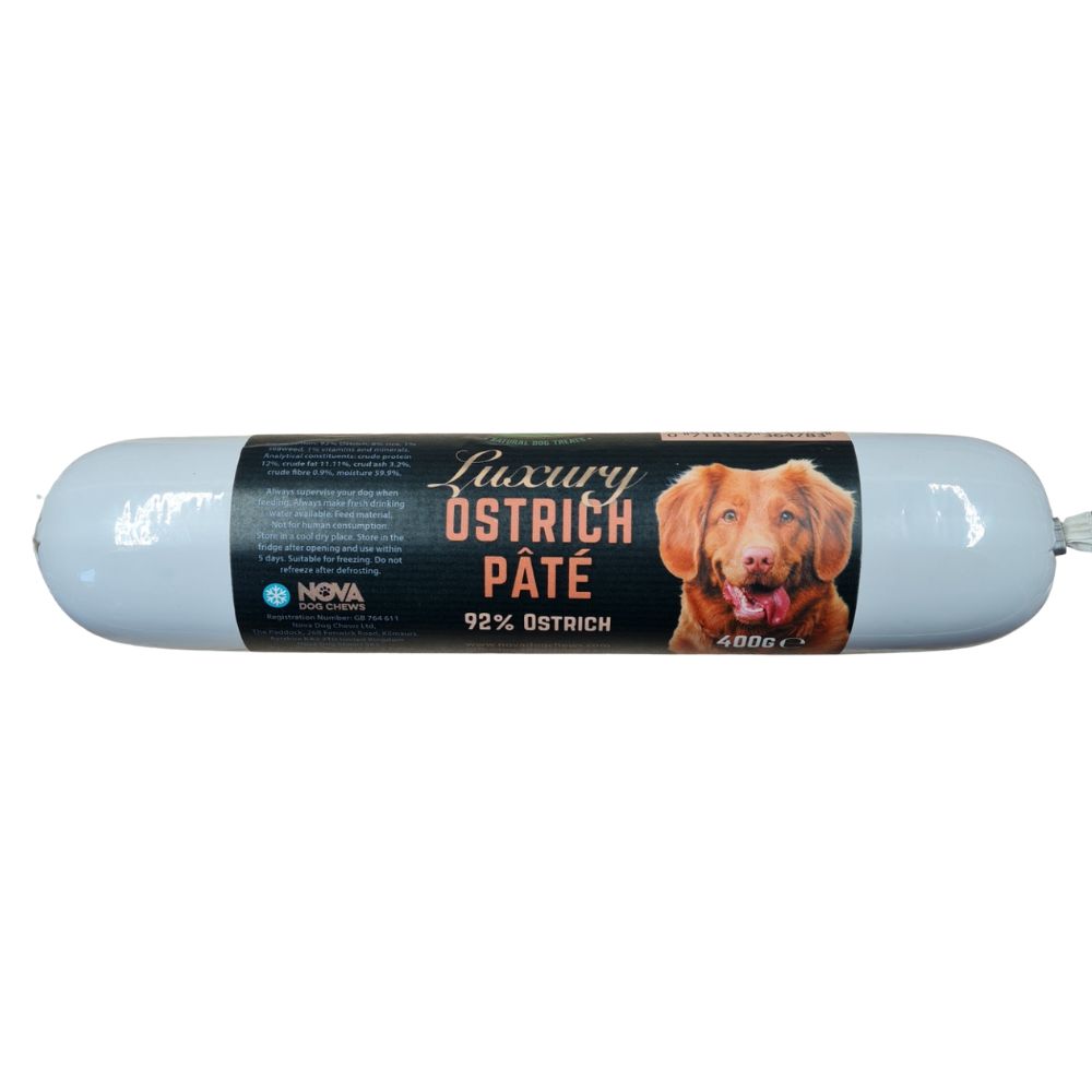 saucisse de pâté pour chien à l'autruche