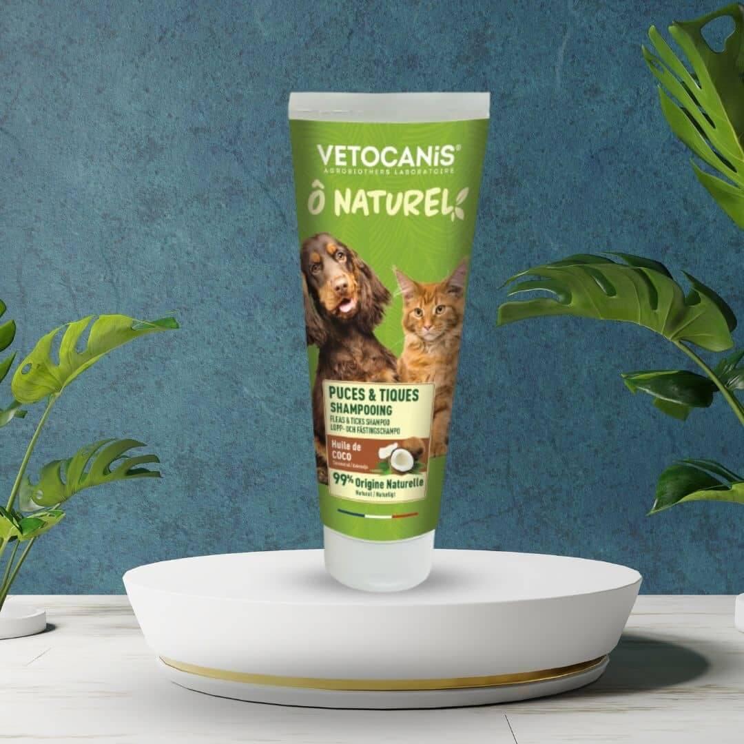 Shampoing Puces & Tiques Chiens et Chats - Huile de Coco - Ô Naturel Vetocanis