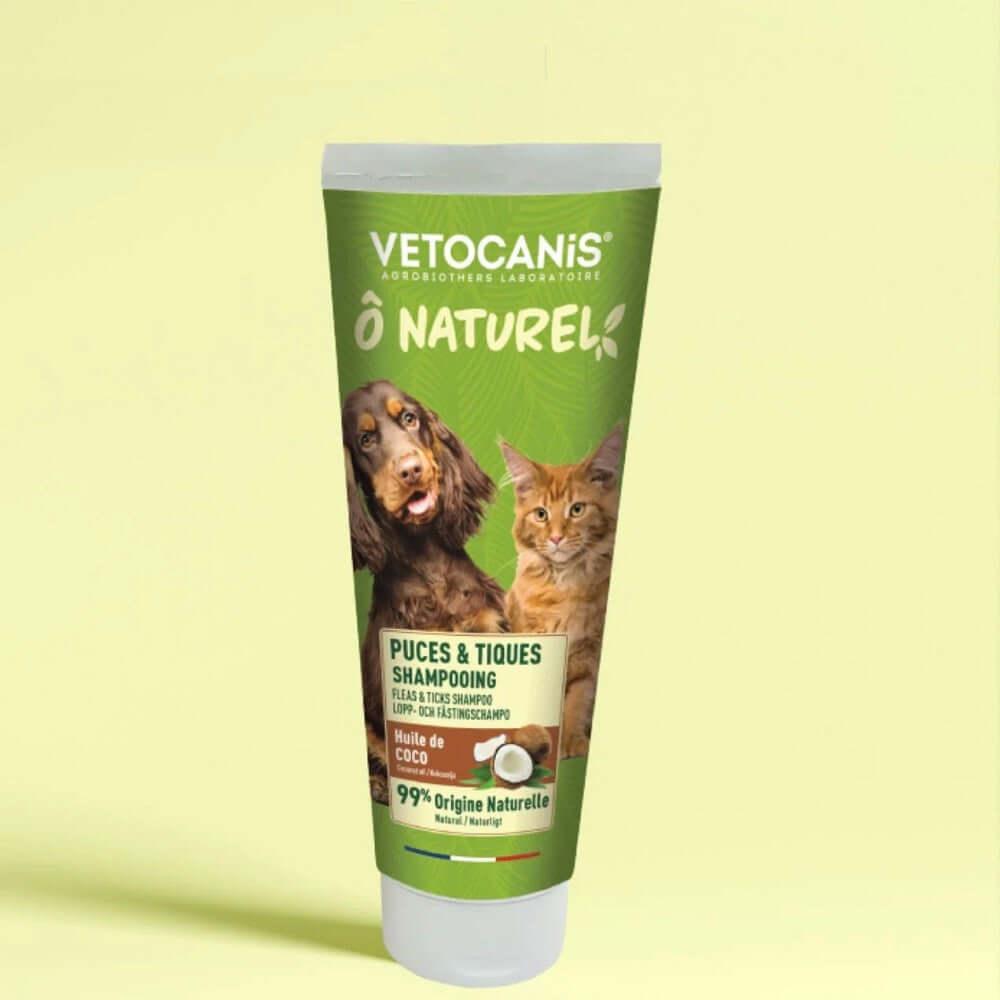 Tube de 250 ml Shampoing Puces & Tiques Chiens et Chats - Huile de Coco