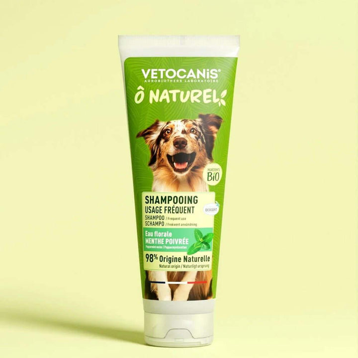 Tube 250 ml Shampoing Usage Fréquent Chien - Menthe Poivrée Bio