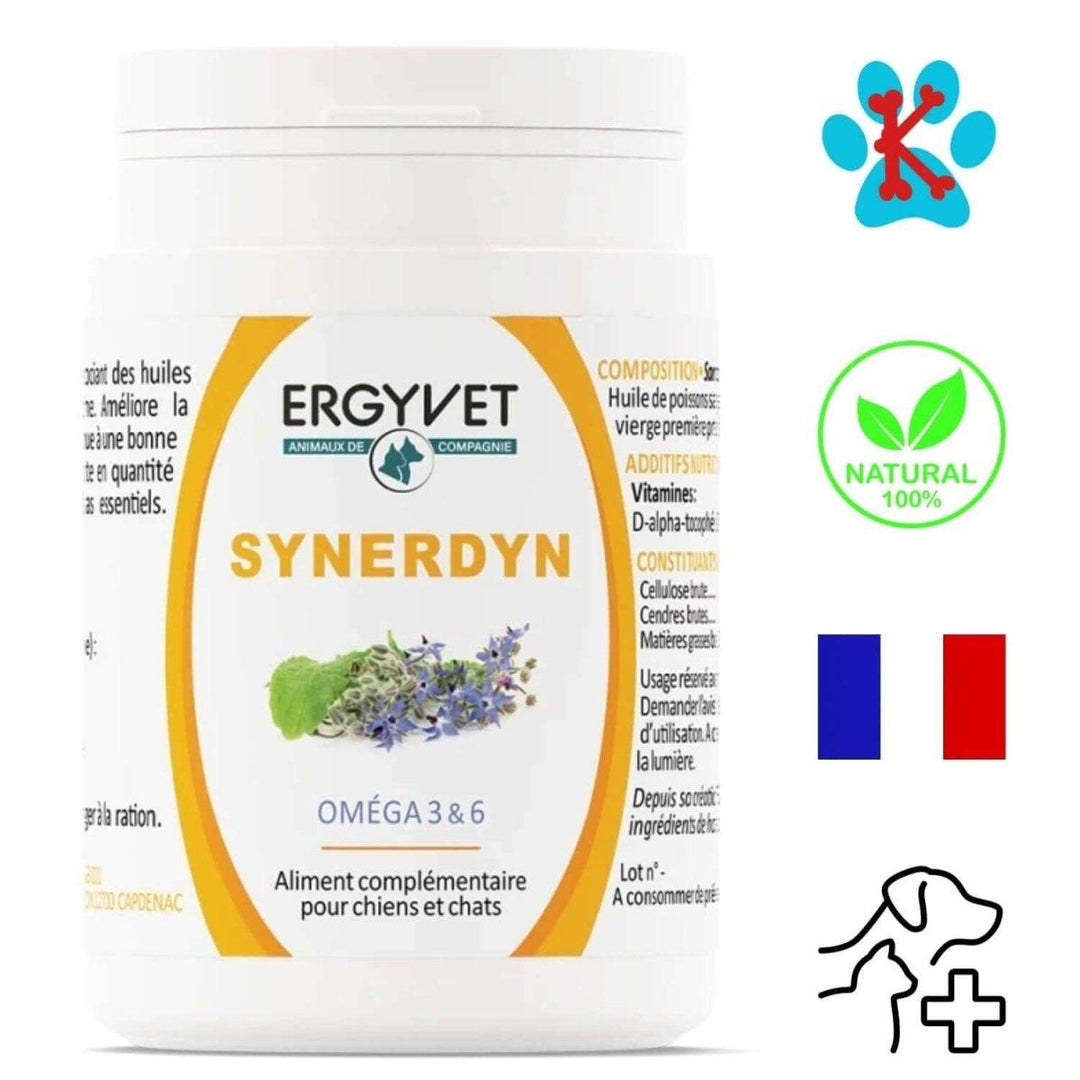 Boite de 60 capsules de Synerdyn, complément alimentaire Oméga 3 & 6 pour chiens et chats