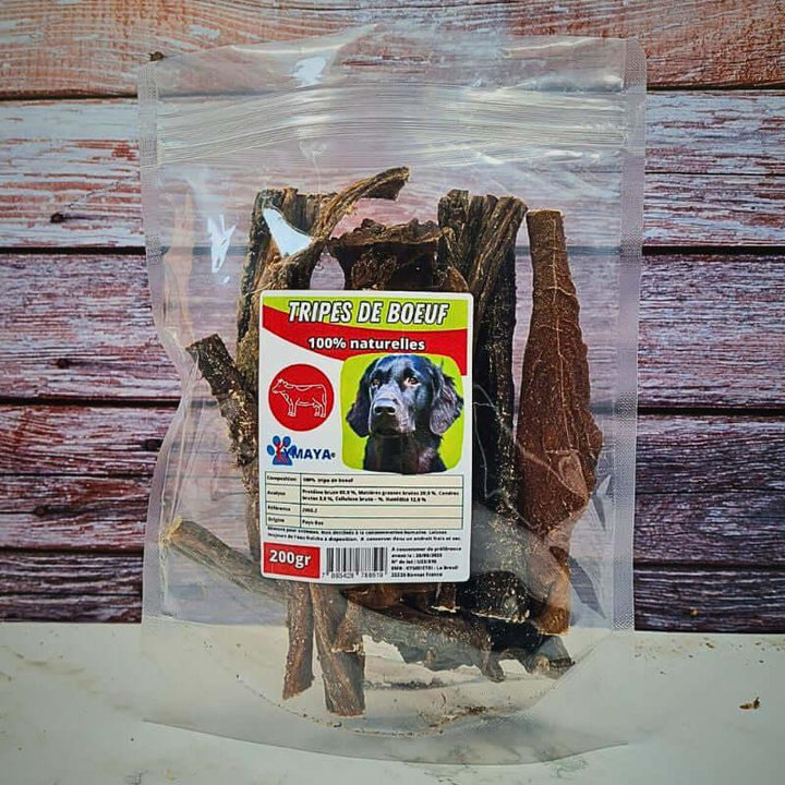 Paquet de tripes de boeuf séchées pour chien 200gr